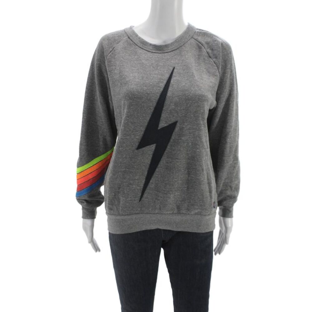 Aviator Nation Womens Gray 80s Pullover Sweatshirt Graphic Size S - Picture 1 of 6